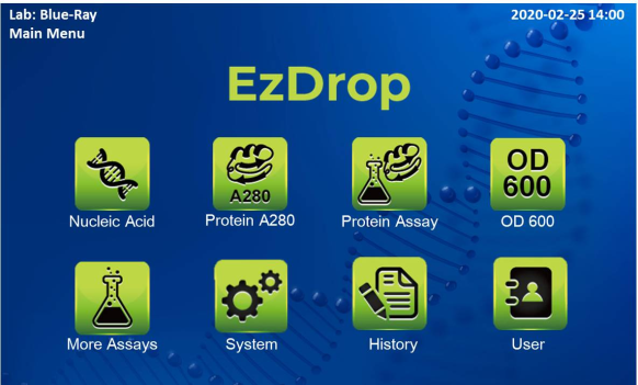 EzDrop 1000 Main Measurement Interface