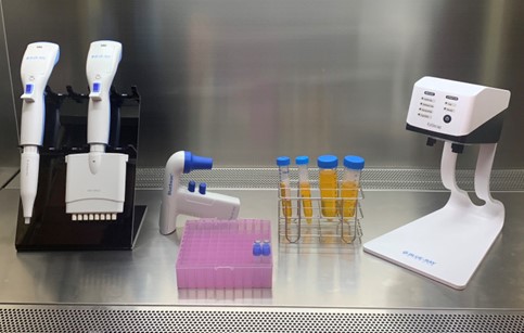 EzDecap compact size fits neatly inside a biosafety cabinet for sterile lab workflows